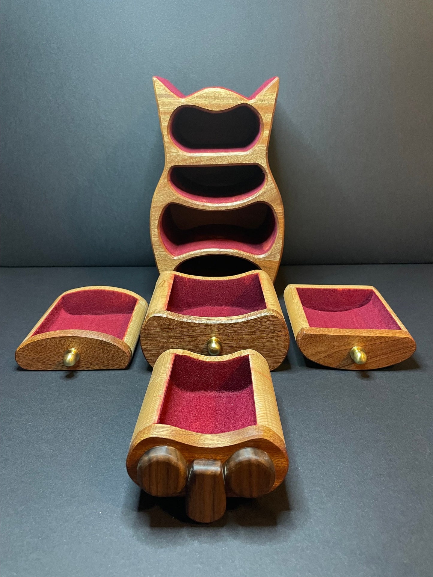 Handcrafted Owle Jewelry/Keepsake/bandsaw Box with 4 Drawers
